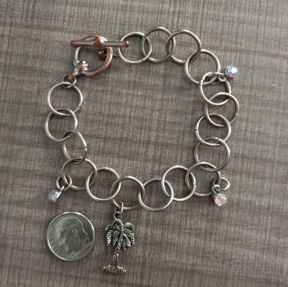 Set 2 - Sea Shell Necklace & Palm Tree Charm Bracelet - Picture 10 of 15